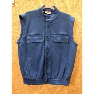 Vintage 80s 90s Impact Mens Blue Snap Front Sleeveless Vest Jacket Size L